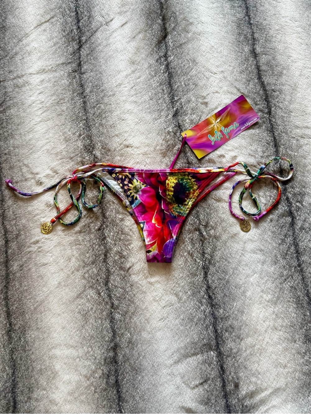 Luli Fama Multicolor Floral Side-Tie Bikini Bottom